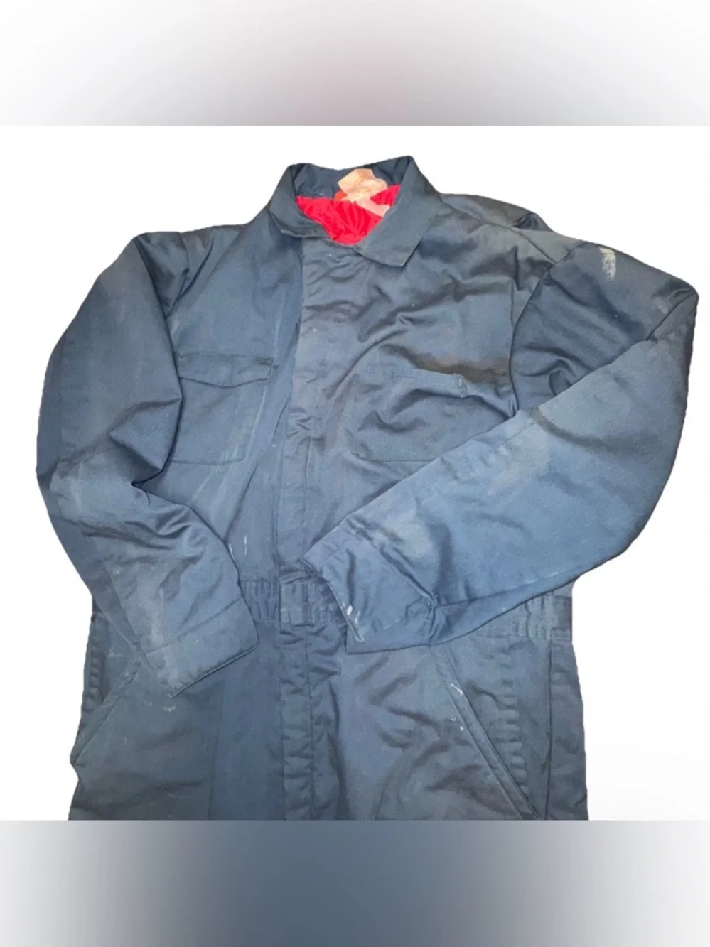 Vintage‎ Dickies Insulated Coveralls Navy Talon Zipper Quilted Lined Thrashed XL